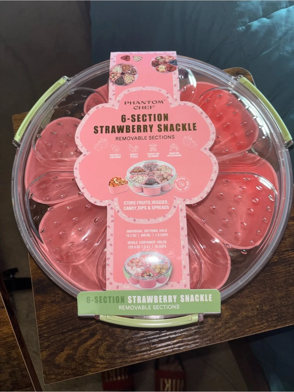 🍓🩷Phantom Chef 6-Section Strawberry Snackle - Pink NWT 🩷🍓